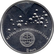 Portugal 8 Euro Values of Football - Passion 2003 INCM KM# 751 8 EURO REPÚBLICA PORTUGUESA 2003 coin obverse Portugal 8 Euro Values of Football - Passion 2003 INCM KM# 751 8 EURO REPÚBLICA PORTUGUESA 2003 coin obverse