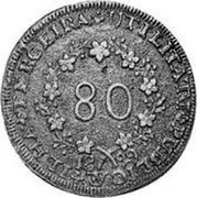 Portugal 80 Reis Maria II in Exile 1829 KM# Pn3 ILHA TERCEIRA UTULITATI PUBLICÆ coin reverse Portugal 80 Reis Maria II in Exile 1829 KM# Pn3 ILHA TERCEIRA UTULITATI PUBLICÆ coin reverse