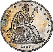 USA One Dollar (Gobrecht Dollar Pattern (Copper)) LIBERTY 1838 coin obverse USA One Dollar (Gobrecht Dollar Pattern (Copper)) LIBERTY 1838 coin obverse