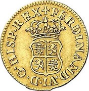 Spain 1/2 Escudo Fernando VI Madrid 1746 KM# 371 FERDINAND VI D G HISP REX coin obverse Spain 1/2 Escudo Fernando VI Madrid 1746 KM# 371 FERDINAND VI D G HISP REX coin obverse