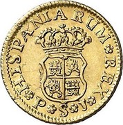 Spain 1/2 Escudo Fernando VI Seville 1747 S PJ Rosettes KM# 373 HISPANIARUM REX P S J coin reverse Spain 1/2 Escudo Fernando VI Seville 1747 S PJ Rosettes KM# 373 HISPANIARUM REX P S J coin reverse