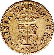 Spain 1/2 Escudo Fernando VI Seville 1755 PJ KM# 374 HISPANIARUM REX P S J coin reverse Spain 1/2 Escudo Fernando VI Seville 1755 PJ KM# 374 HISPANIARUM REX P S J coin reverse