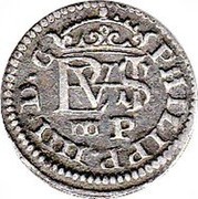 Spain 1/2 Real Philip IV 1627 Aqueduct A KM# 88 PHILIPP IIII DG MP coin obverse Spain 1/2 Real Philip IV 1627 Aqueduct A KM# 88 PHILIPP IIII DG MP coin obverse