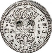 Spain 1/2 Real Felipe V Cuenca 1719 KM# 311 PHILIPPUS V D G CA JJ coin obverse Spain 1/2 Real Felipe V Cuenca 1719 KM# 311 PHILIPPUS V D G CA JJ coin obverse