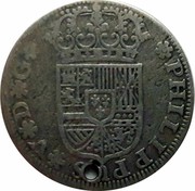 Spain 1/2 Real Felipe V Seville 1729 KM# 338 PHILIPPUS V D G coin obverse Spain 1/2 Real Felipe V Seville 1729 KM# 338 PHILIPPUS V D G coin obverse