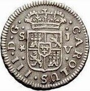 Spain 1/2 Real Sevilla 1760 S JV KM# 395.2 CAROLUS III D G S J V coin obverse Spain 1/2 Real Sevilla 1760 S JV KM# 395.2 CAROLUS III D G S J V coin obverse