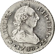 Spain 1/2 Real Sevilla 1788 S C KM# 410.2 CAROLUS III DEI G 1788 coin obverse Spain 1/2 Real Sevilla 1788 S C KM# 410.2 CAROLUS III DEI G 1788 coin obverse