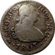 Spain 1/2 Real Carlos IV 1803 FA KM# 438.1 CAROLUS IIII DEI G 1796 coin obverse Spain 1/2 Real Carlos IV 1803 FA KM# 438.1 CAROLUS IIII DEI G 1796 coin obverse