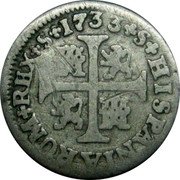 Spain 1/2 Real Felipe V 1733 PA KM# 350.2 1738 S HISPANIARUM REX S coin reverse Spain 1/2 Real Felipe V 1733 PA KM# 350.2 1738 S HISPANIARUM REX S coin reverse