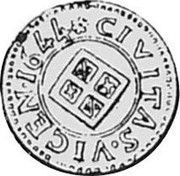 Spain 1/2 Seizain Louis XIV 1644 KM# 6 CIVITAS VICEN 1644 coin reverse Spain 1/2 Seizain Louis XIV 1644 KM# 6 CIVITAS VICEN 1644 coin reverse