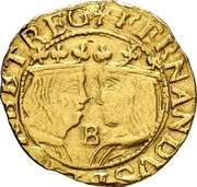 Spain 1/2 Trentin (Philip IV) KM# 16.2 FERNANDVS ELISABET REG B coin obverse Spain 1/2 Trentin (Philip IV) KM# 16.2 FERNANDVS ELISABET REG B coin obverse