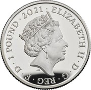 UK 1 Pound 50th Anniversary of Little Miss 2021 ELIZABETH II D G REG F D 1 POUND 2021 coin obverse UK 1 Pound 50th Anniversary of Little Miss 2021 ELIZABETH II D G REG F D 1 POUND 2021 coin obverse
