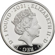 UK 1 Pound 50th Anniversary of Mr. Men 2021 Proof ELIZABETH II D G REG F D 1 POUND 2021 JC coin obverse UK 1 Pound 50th Anniversary of Mr. Men 2021 Proof ELIZABETH II D G REG F D 1 POUND 2021 JC coin obverse