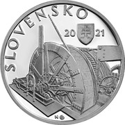 Slovakia 10 Euro (100th Anniversary of the Underground Hydroelectric Power plant in Kremnica) 20 21 N SLOVENSKO MK coin obverse Slovakia 10 Euro (100th Anniversary of the Underground Hydroelectric Power plant in Kremnica) 20 21 N SLOVENSKO MK coin obverse