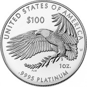 USA 100 Dollars An Eagle 2021 Proof UNITED STATES OF AMERICA $100 W DE 1 OZ. PLM .9995 PLATINUM coin reverse USA 100 Dollars An Eagle 2021 Proof UNITED STATES OF AMERICA $100 W DE 1 OZ. PLM .9995 PLATINUM coin reverse