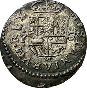 Spain 16 Maravedis Philip IV 1661 MD Y KM# 153.1 HISPANIARVM REX Y 16 MD coin reverse Spain 16 Maravedis Philip IV 1661 MD Y KM# 153.1 HISPANIARVM REX Y 16 MD coin reverse