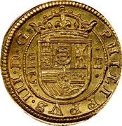 Spain 2 Escudos Philip III 1610 Aqueduct CA KM# 30 PHILIPPVS III D G C II coin obverse Spain 2 Escudos Philip III 1610 Aqueduct CA KM# 30 PHILIPPVS III D G C II coin obverse