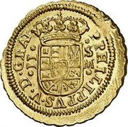 Spain 2 Escudos Felipe V Madrid 1712 S M KM# 293 PHILIPPVS V D GRAT II S M coin obverse Spain 2 Escudos Felipe V Madrid 1712 S M KM# 293 PHILIPPVS V D GRAT II S M coin obverse