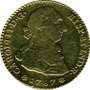 Spain 2 Escudos Charles III 1787 S CM KM# 417.2a CAROL III D G HISP ETIND R 1787 coin obverse Spain 2 Escudos Charles III 1787 S CM KM# 417.2a CAROL III D G HISP ETIND R 1787 coin obverse