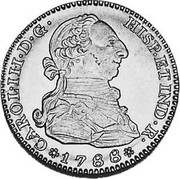 Spain 2 Escudos Carlos III 1788 M KM# 417.1a CAROL III D G HISP ET IND R 1788 coin obverse Spain 2 Escudos Carlos III 1788 M KM# 417.1a CAROL III D G HISP ET IND R 1788 coin obverse
