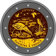 Lithuania 2 Euro (Man and the Biosphere Programme) LIETUVA 2021 LMK ŽUVINTAS UNESCO coin obverse Lithuania 2 Euro (Man and the Biosphere Programme) LIETUVA 2021 LMK ŽUVINTAS UNESCO coin obverse