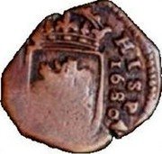 Spain 2 Maravedis Charles II 1680 Aqueduct KM# 5.7 HISPANIARVM REX 1680 coin reverse Spain 2 Maravedis Charles II 1680 Aqueduct KM# 5.7 HISPANIARVM REX 1680 coin reverse