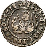 Spain 2 Maravedis Felipe V Valencia 1718 KM# 318 VTRVMQ VIRT PROTEGO 1718 coin reverse Spain 2 Maravedis Felipe V Valencia 1718 KM# 318 VTRVMQ VIRT PROTEGO 1718 coin reverse