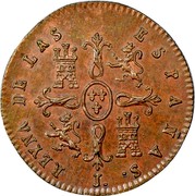 Spain 2 M Jubia J 1841 KM# 532.2 REYNA DE LAS ESPAÑAS J coin reverse Spain 2 M Jubia J 1841 KM# 532.2 REYNA DE LAS ESPAÑAS J coin reverse