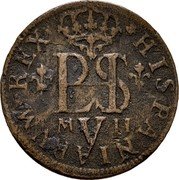 Spain 2 Maravedis Madrid 1710 KM# 285.1 HISPANIARVM REX PHS M V II coin obverse