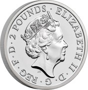 UK 2 Pounds Britannia`s bust 2021 ELIZABETH II D G REG F D 2 POUNDS JC coin obverse UK 2 Pounds Britannia`s bust 2021 ELIZABETH II D G REG F D 2 POUNDS JC coin obverse