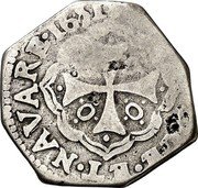 Spain 2 Reales De Vellon Philip IV 1651 PA KM# 36 ...ET NAVARE 1651... coin reverse Spain 2 Reales De Vellon Philip IV 1651 PA KM# 36 ...ET NAVARE 1651... coin reverse