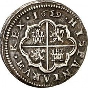 Spain 2 Reales Philip IV 1659/29 Aqueduct BR KM# 83.1 HISPANIARVM REX 1659 coin reverse Spain 2 Reales Philip IV 1659/29 Aqueduct BR KM# 83.1 HISPANIARVM REX 1659 coin reverse