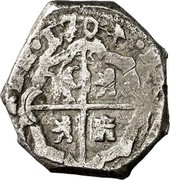 Spain 2 Reales Felipe V Madrid 1704 BR (4 retrograde) KM# 262 coin reverse Spain 2 Reales Felipe V Madrid 1704 BR (4 retrograde) KM# 262 coin reverse