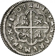 Spain 2 Reales Felipe V Valencia 1708 F KM# 272 HISPANIARUM REX 1708 coin reverse Spain 2 Reales Felipe V Valencia 1708 F KM# 272 HISPANIARUM REX 1708 coin reverse