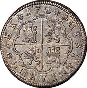Spain 2 Reales Luis I Madrid 1724 A KM# 327 1724 HISPANIARUM REX coin reverse Spain 2 Reales Luis I Madrid 1724 A KM# 327 1724 HISPANIARUM REX coin reverse