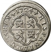 Spain 2 Reales Luis I Seville 1724 J KM# 329 1724 HISPANIARUM REX coin reverse Spain 2 Reales Luis I Seville 1724 J KM# 329 1724 HISPANIARUM REX coin reverse