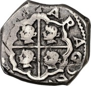 Spain 2 Reales (Philip III) KM# 40 ARAGONVM REX 1651 coin reverse Spain 2 Reales (Philip III) KM# 40 ARAGONVM REX 1651 coin reverse