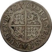 Spain 2 Reales Carlos III 1770 PJ KM# 388.1 HISPANIARUM REX 1767 coin reverse Spain 2 Reales Carlos III 1770 PJ KM# 388.1 HISPANIARUM REX 1767 coin reverse