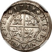 Spain 2 Reales (Felipe V Cuenca) KM# 308 HISPANIARUM REX 1718 coin reverse Spain 2 Reales (Felipe V Cuenca) KM# 308 HISPANIARUM REX 1718 coin reverse