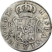 Spain 2 Reales Sevilla 1801 CN KM# 430.2 HISPANIARUM REX R 2 S CN coin reverse Spain 2 Reales Sevilla 1801 CN KM# 430.2 HISPANIARUM REX R 2 S CN coin reverse