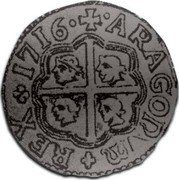 Spain 2 Reales Zaragoza 1716 KM# 66 ARAGONIN REX 1716 coin reverse Spain 2 Reales Zaragoza 1716 KM# 66 ARAGONIN REX 1716 coin reverse