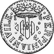 Spain 2 Sols 1644 KM# 12.2 Spain Local Province Valencia Standart Coinage PERPINIANI VILE 1644 coin obverse Spain 2 Sols 1644 KM# 12.2 Spain Local Province Valencia Standart Coinage PERPINIANI VILE 1644 coin obverse