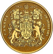 Canada 20 Dollars 100th Anniversary of Canada's Coat of Arms 2021 CANADA 20 DOLLARS 1921 2021 coin reverse Canada 20 Dollars 100th Anniversary of Canada's Coat of Arms 2021 CANADA 20 DOLLARS 1921 2021 coin reverse