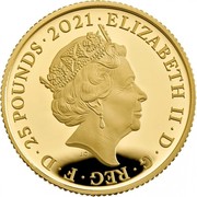 UK 25 Pounds 50th Anniversary of Mr. Men Little Miss 2021 Proof ELIZABETH II D G REG F D 25 POUNDS 2021 JC coin obverse UK 25 Pounds 50th Anniversary of Mr. Men Little Miss 2021 Proof ELIZABETH II D G REG F D 25 POUNDS 2021 JC coin obverse