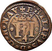 Spain 4 Cornados Philip IV Titles ND PP PP KM# 11 PHILIPVS D G R NAV FI 4 coin obverse Spain 4 Cornados Philip IV Titles ND PP PP KM# 11 PHILIPVS D G R NAV FI 4 coin obverse