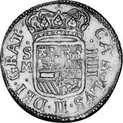 Spain 4 Escudos Carlos II Seville 1699 S M KM# 232.1 CAROLVS II DEI GRAT S M IIII coin obverse