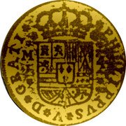 Spain 4 Escudos 1710 M J KM# 288 Milled Real Coinage PHILIPPVS V D GRATI M J 4 coin obverse