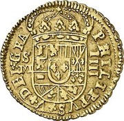 Spain 4 Escudos Felipe V Seville 1713 S M KM# 295 IIII M PHILIPPVS V DEI GRA S coin obverse Spain 4 Escudos Felipe V Seville 1713 S M KM# 295 IIII M PHILIPPVS V DEI GRA S coin obverse