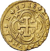 Spain 4 Escudos Felipe V Seville 1718 S M KM# 257 1718 HISPANIARVM REX S 4 M 4 coin reverse Spain 4 Escudos Felipe V Seville 1718 S M KM# 257 1718 HISPANIARVM REX S 4 M 4 coin reverse