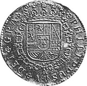 Spain 4 Escudos 1719 F KM# 314.1 Milled Real Coinage PHILIPPUS V DEI GRA coin obverse Spain 4 Escudos 1719 F KM# 314.1 Milled Real Coinage PHILIPPUS V DEI GRA coin obverse